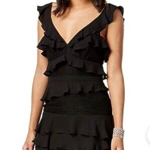 Bardot Black Ruffle Mini Dress